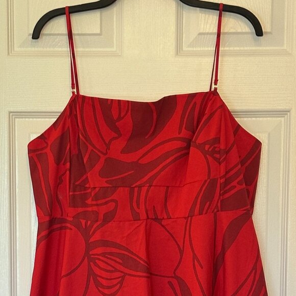 NEW Banana Republic Firey Red Midi Dress – Size 16 Petite - Picture 1 of 3